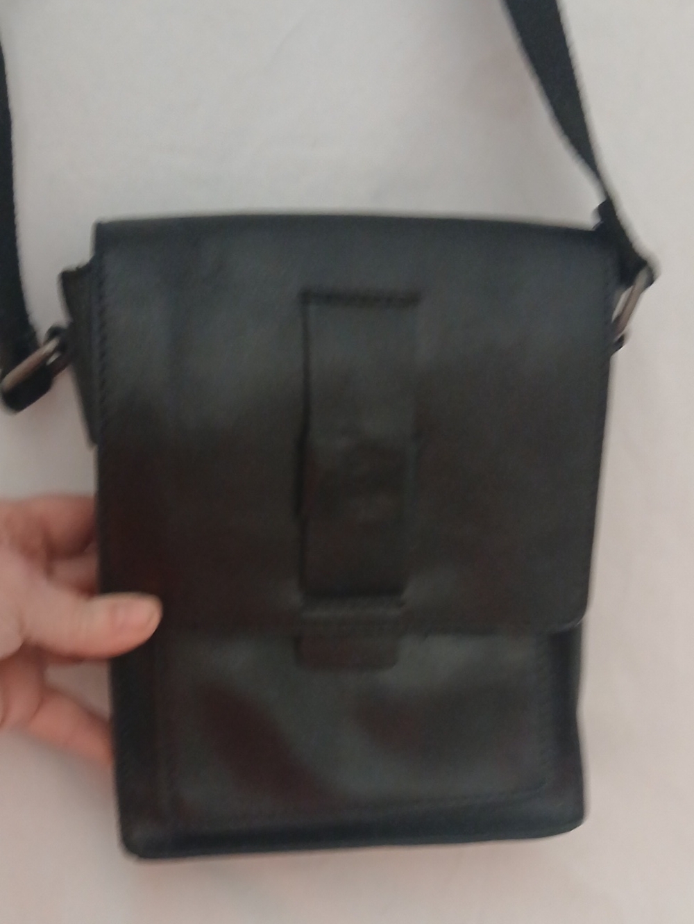 Black Leather Crossbody Bag - Classic Minimalist Design